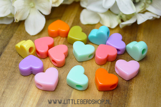 Acrylic Beads Hearts Large Multi-Color, 10 pieces