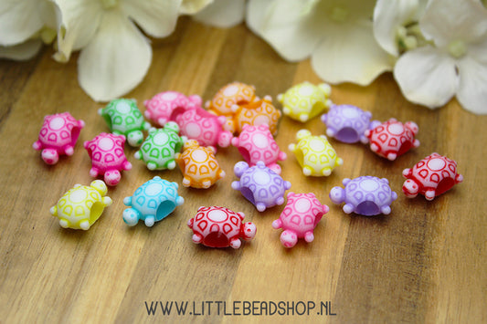 Acrylic beads Turtle Multi Colour, +/- 30 pieces