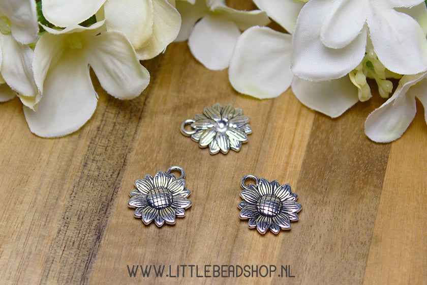 Sunflower Charms Silver Color, per piece