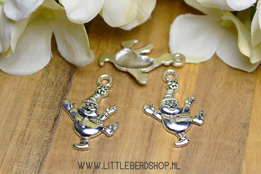Dancing Snowman Charms Silver Color, per piece