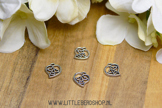 Small Heart Charms Silver Color, per piece