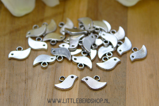 Small Bird Charms Silver Color, per piece