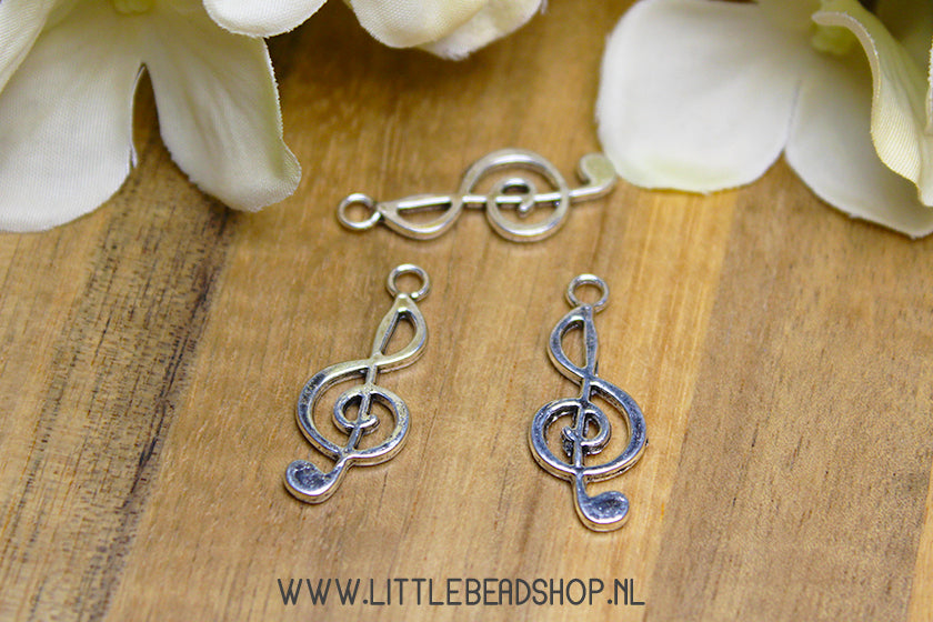 Bedels Muzieknoot Zilverkleur, per stuk