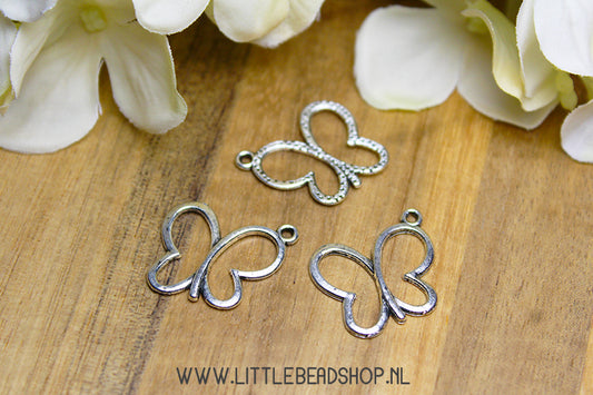 Butterfly charms silver color, per piece