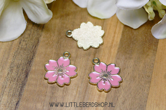 Enamel Charms Blossom Pink, per piece
