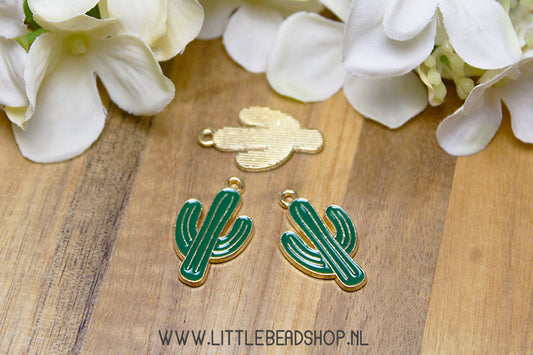 Enamel Charms Cactus Green, per piece