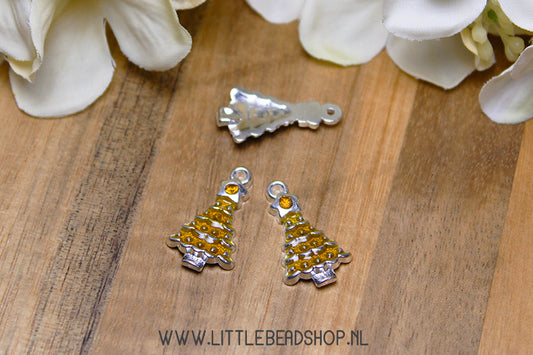 Emaille Bedels Kerstboom met steentje, per stuk