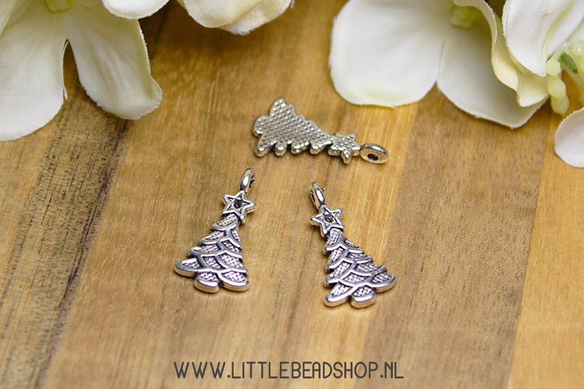 Charms Christmas tree silver color, per piece