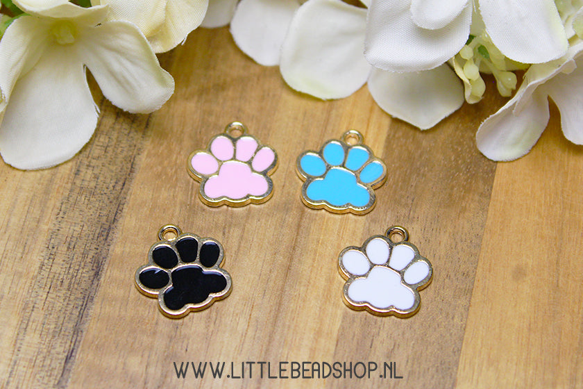 Enamel Charms Animal Paw Dog, per piece