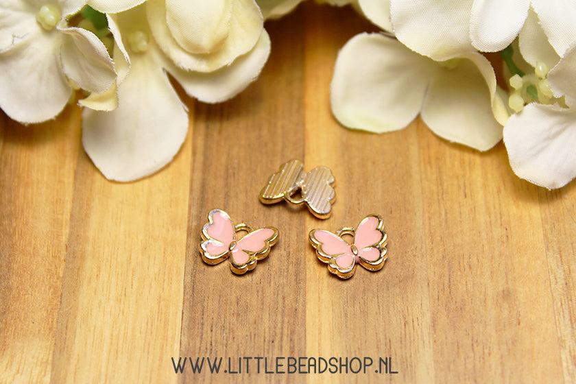 Emaille Bedels Vlinder Creme Beige, per stuk