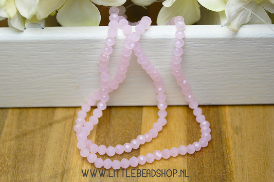 Faceted beads 4mm Milky Pink, +/- 110 pieces