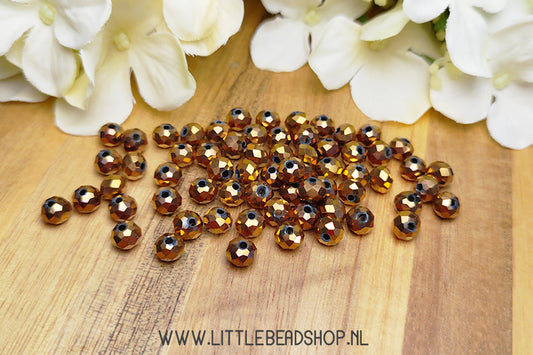 Faceted beads 6mm Bronze Metallic, 80 pieces