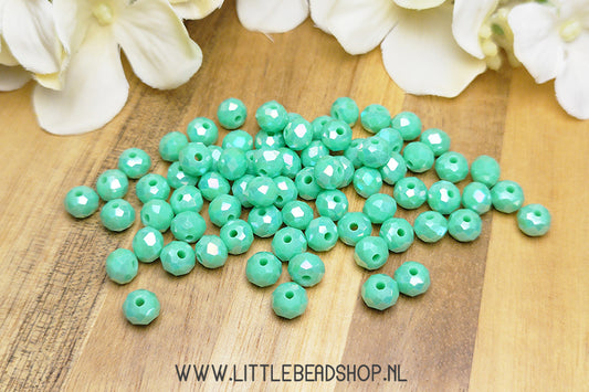 Faceted beads 6mm Minty Blue Shine, 80 pieces