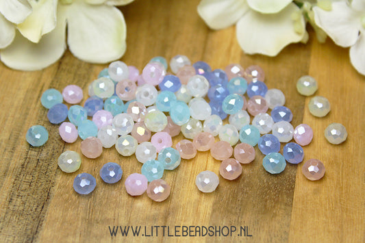 Facet kralen 6mm Pastel Mix, 80 stuks