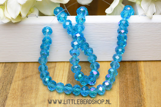 Faceted beads 8mm Deep Sky Blue Shine, 10 pieces