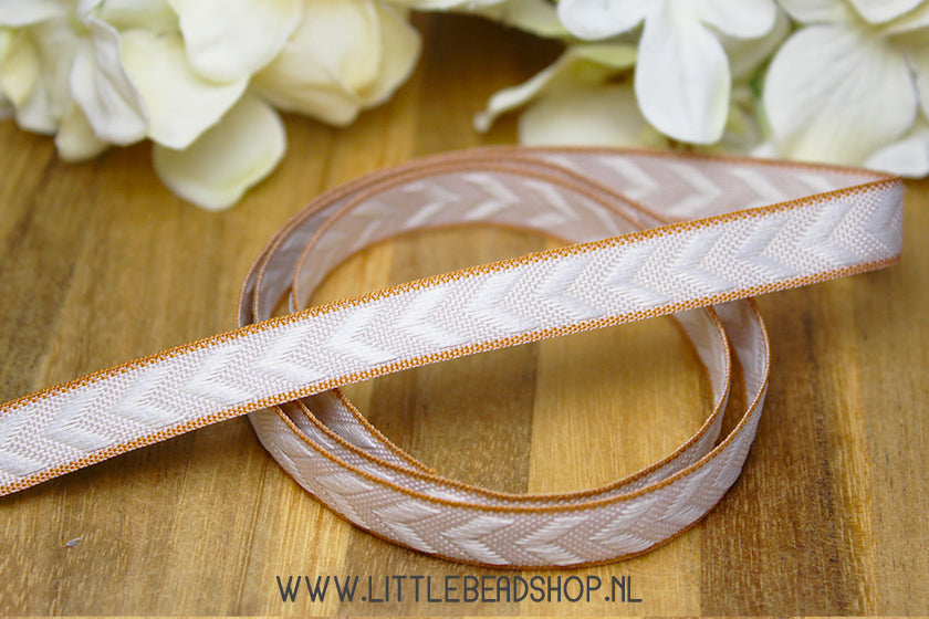 Geweven Lint Arrows Beige/Bruin, per meter
