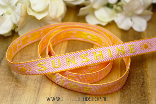 Woven Ribbon Sunshine Orange & Pink, per meter