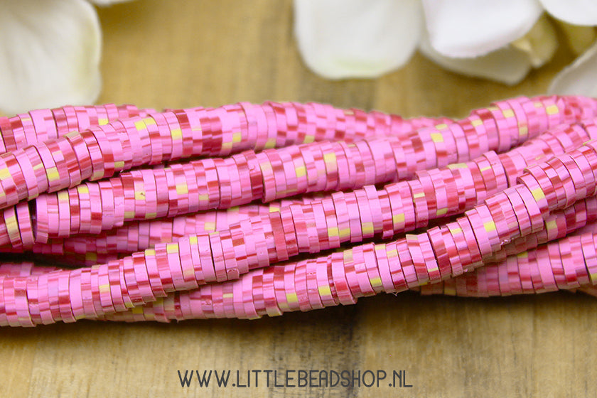 Katsuki Kralen Oud Roze / Geel 6mm, per streng