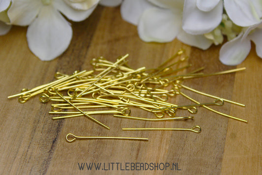 Head pins gold color 30mm, +/- 50 pieces