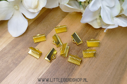 Gold-colored ribbon clamps 10mm, 10 pieces