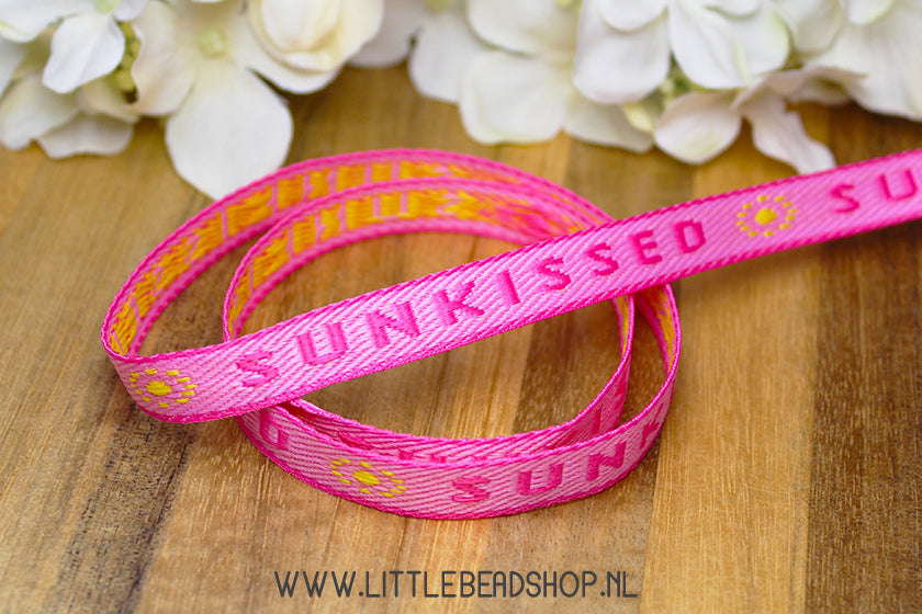 Geweven Lint Sunkissed Roze & Geel, per meter