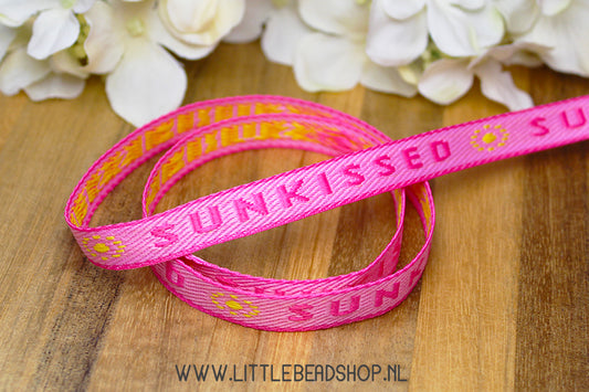 Woven Ribbon Sunkissed Pink & Yellow, per meter
