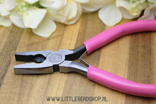 Jewelry wide flat nose pliers pink, per piece
