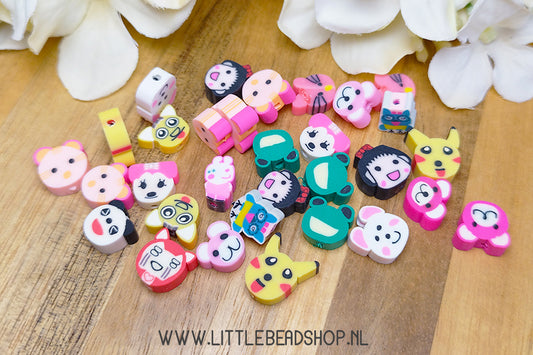 Polymer Bead Figures, +/- 30 pieces