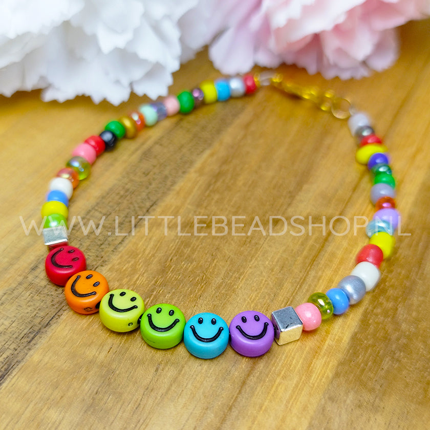 Smiley kralen multi-colour 7mm, 100 stuks