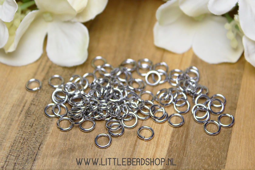 Buigringetjes Stainless Steel antiek-zilverkleur, 10 gram