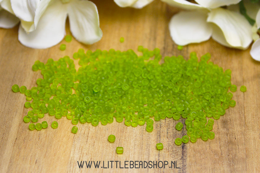 Rocailles Frosted Groen 2mm, 15 gram