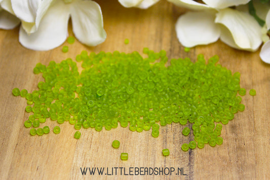 Seed beads Frosted Green 2mm, 15 grams