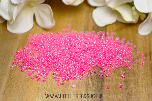 Seed Beads Transparent Flamingo Pink 2mm, 15 grams
