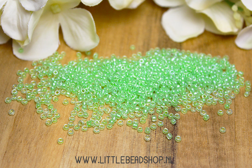 Rocailles Transparant Lente Groen 2mm, 15 gram