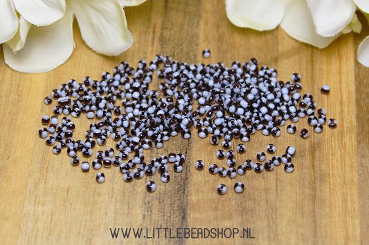 Rocailles Stripes Dark Brown & White 2mm, 15 grams