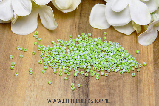 Rocailles Stripes Light Green & Gray 2mm, 15 grams