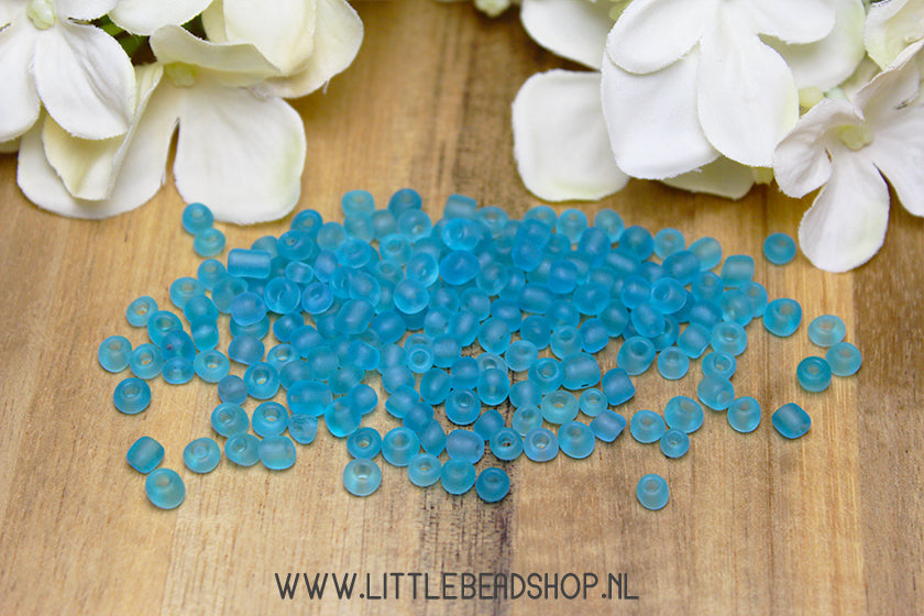 Rocailles Frosted Blauw 4mm, 27 gram