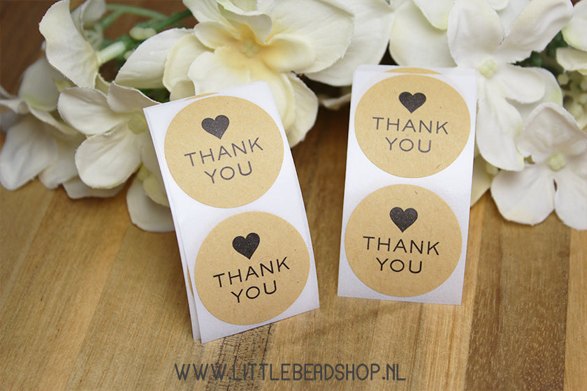 Stickers Thank You Dark Kraft 25mm, per 10 pieces
