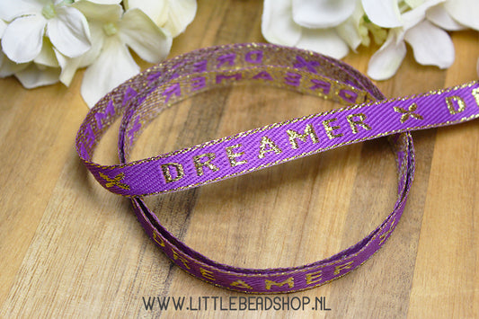 Woven Ribbon Dreamer Purple & Gold, per meter
