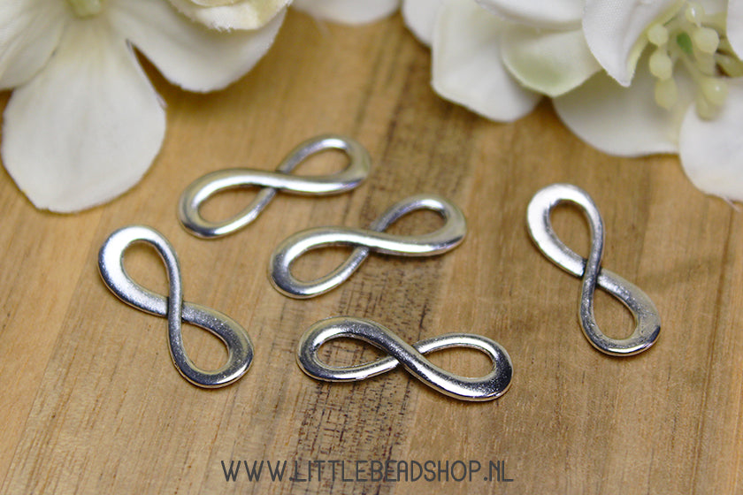 Infinity spacer beads silver color, 5 pieces