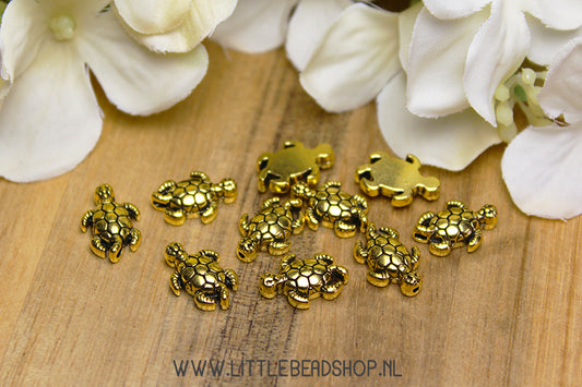 Turtle spacer beads gold color, 10 pieces