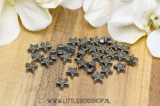 Spacer Beads Stars Antique Bronze Color, +/- 30 pieces