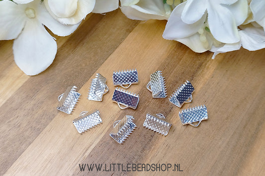 Silver ribbon clamps 10mm, 10 pieces