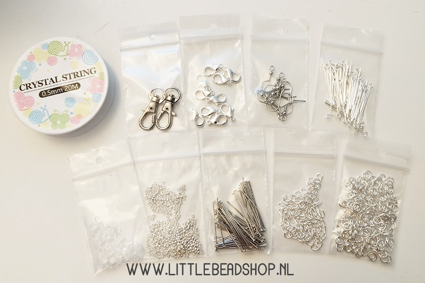 Voordeelpakket onderdelen zilverkleur, per set
