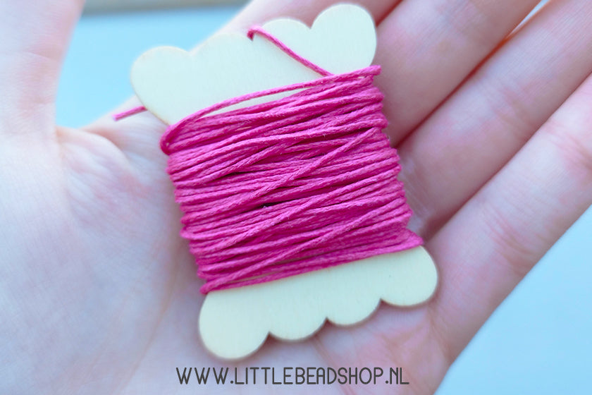 Waxkoord 1mm Donker Roze, per 5 meter