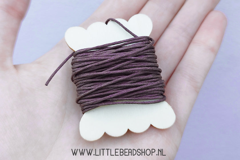 Waxkoord 1mm Chocolade Bruin, per 5 meter