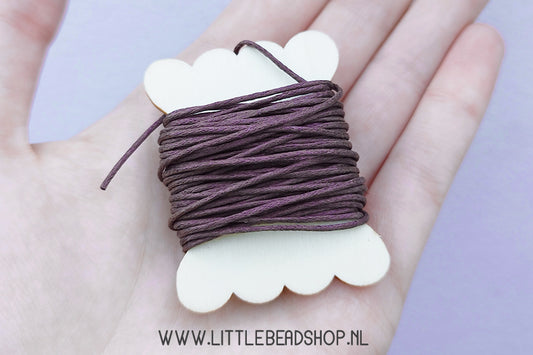 Waxed cord 1mm Chocolate Brown, per 5 meters