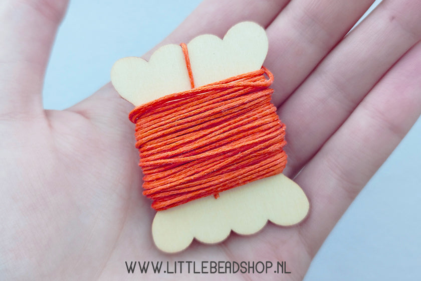 Waxkoord 1mm Donker Oranje, per 5 meter