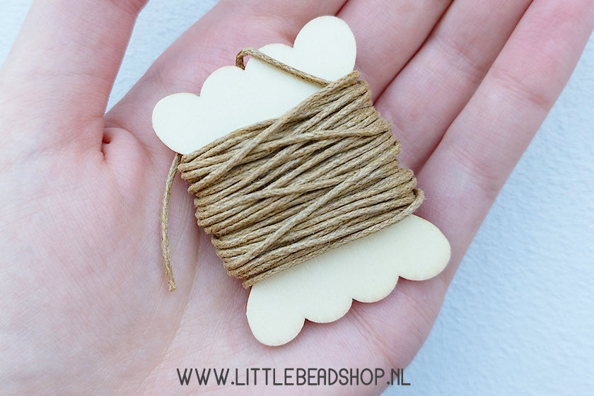 Waxkoord 1mm Hout Bruin, per 5 meter