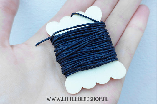 Waxed cord 1mm Navy Blue, per 5 meters